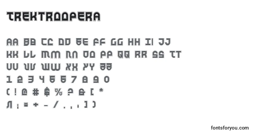 A fonte Trektroopera – alfabeto, números, caracteres especiais