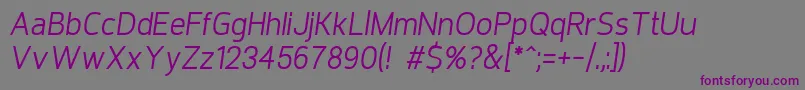 フォントRequiemItalic – 紫色のフォント、灰色の背景