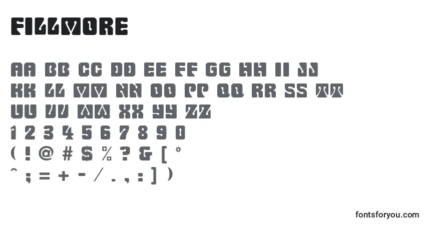 Schriftart Fillmore – Alphabet, Zahlen, spezielle Symbole