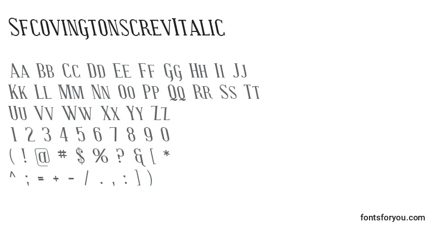 A fonte SfcovingtonscrevItalic – alfabeto, números, caracteres especiais