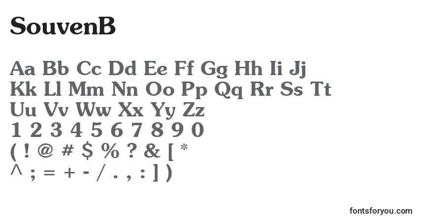 Czcionka SouvenB – alfabet, cyfry, specjalne znaki