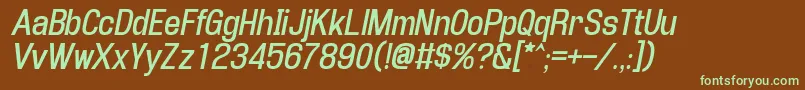 フォントEnigma2i – 緑色の文字が茶色の背景にあります。