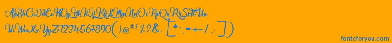 Marguaritas-Schriftart – Blaue Schriften auf orangefarbenem Hintergrund