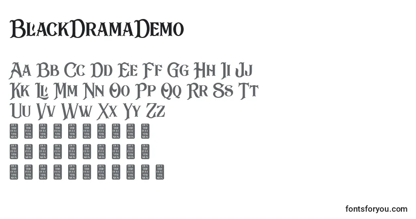 Czcionka BlackDramaDemo – alfabet, cyfry, specjalne znaki