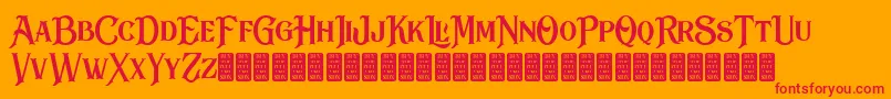 BlackDramaDemo-Schriftart – Rote Schriften auf orangefarbenem Hintergrund