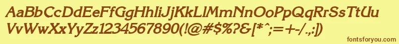 KarinacBolditalic Font – Brown Fonts on Yellow Background