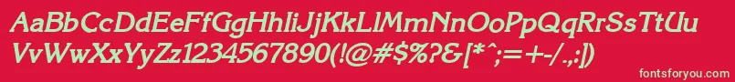 KarinacBolditalic Font – Green Fonts on Red Background