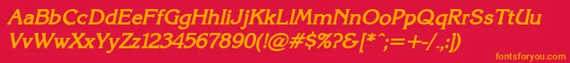 KarinacBolditalic Font – Orange Fonts on Red Background