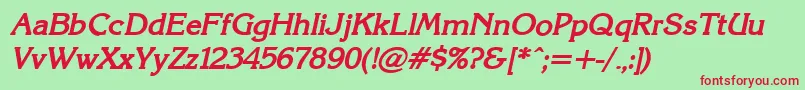 KarinacBolditalic Font – Red Fonts on Green Background