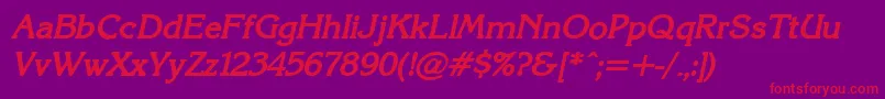 KarinacBolditalic-Schriftart – Rote Schriften auf violettem Hintergrund