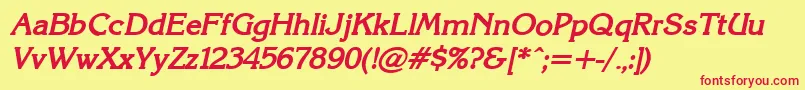 KarinacBolditalic Font – Red Fonts on Yellow Background