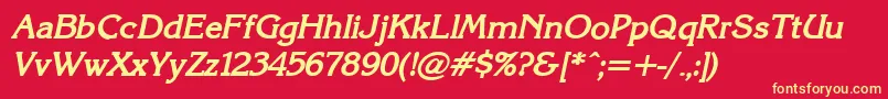 KarinacBolditalic Font – Yellow Fonts on Red Background