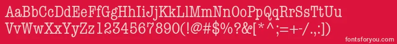KeyboardCondensedSsiCondensed-fontti – vaaleanpunaiset fontit punaisella taustalla