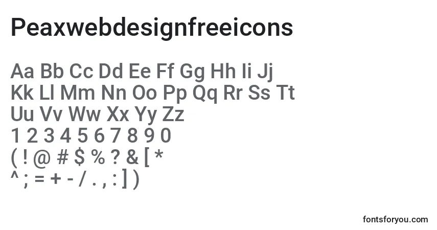 A fonte Peaxwebdesignfreeicons – alfabeto, números, caracteres especiais