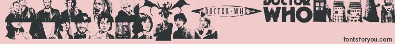 Fonte DoctorWho2006 – fontes pretas em um fundo rosa