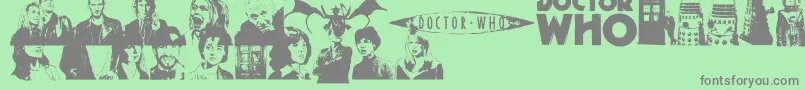 DoctorWho2006-fontti – harmaat kirjasimet vihreällä taustalla