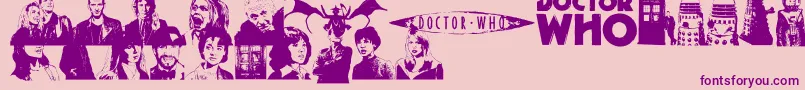 DoctorWho2006-fontti – violetit fontit vaaleanpunaisella taustalla