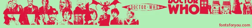 DoctorWho2006-Schriftart – Rote Schriften auf grünem Hintergrund