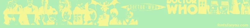 Fonte DoctorWho2006 – fontes amarelas em um fundo verde