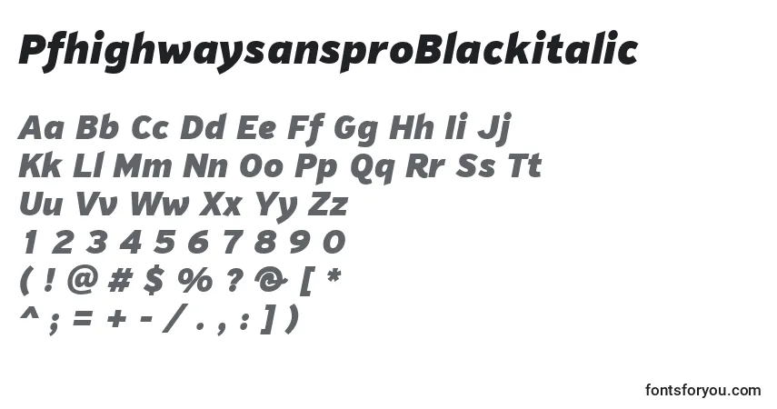 PfhighwaysansproBlackitalic font – alphabet, numbers, special characters