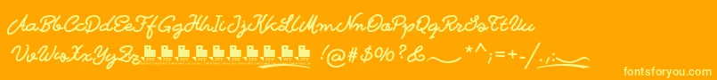 BastardillaFfp-Schriftart – Gelbe Schriften auf orangefarbenem Hintergrund