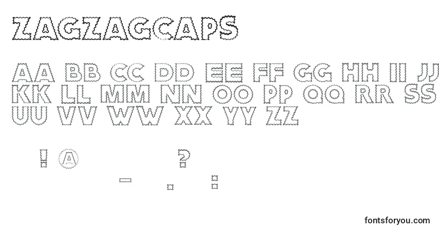 Czcionka Zagzagcaps – alfabet, cyfry, specjalne znaki