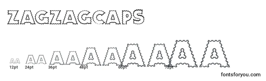 Zagzagcaps-fontin koot