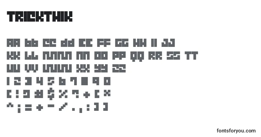 Czcionka TrickThik – alfabet, cyfry, specjalne znaki