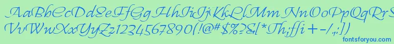 RegalliaItc Font – Blue Fonts on Green Background
