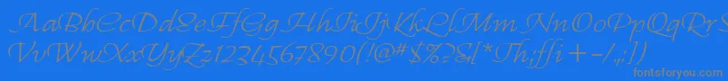 RegalliaItc-Schriftart – Graue Schriften auf blauem Hintergrund