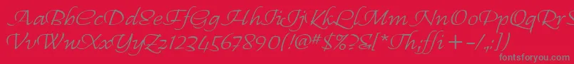 RegalliaItc-Schriftart – Graue Schriften auf rotem Hintergrund