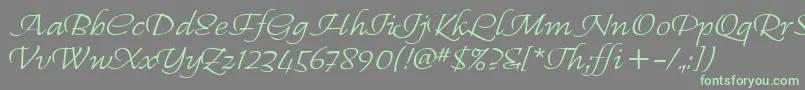 Weitere Informationen zur RegalliaItc-Schriftart RegalliaItc-Schriftart – Grüne Schriften auf grauem Hintergrund