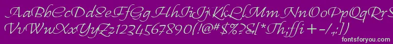 RegalliaItc-Schriftart – Grüne Schriften auf violettem Hintergrund