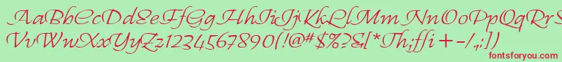 RegalliaItc Font – Red Fonts on Green Background