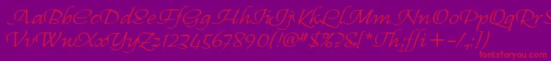 RegalliaItc-Schriftart – Rote Schriften auf violettem Hintergrund