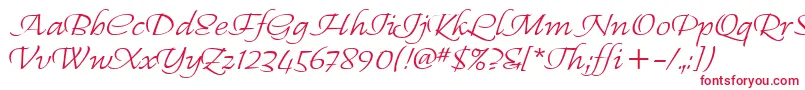 RegalliaItc-fontti – punaiset fontit valkoisella taustalla