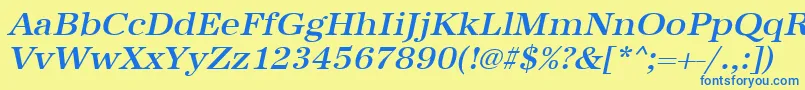 UrwantiquatmedwidOblique Font – Blue Fonts on Yellow Background