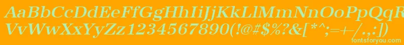 UrwantiquatmedwidOblique Font – Green Fonts on Orange Background