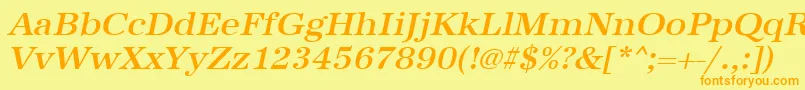 UrwantiquatmedwidOblique Font – Orange Fonts on Yellow Background