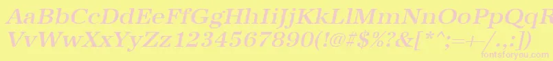 UrwantiquatmedwidOblique Font – Pink Fonts on Yellow Background