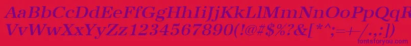 UrwantiquatmedwidOblique Font – Purple Fonts on Red Background