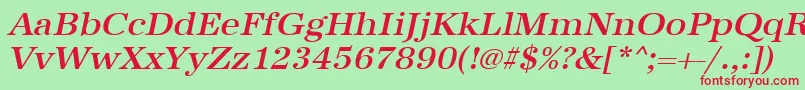 UrwantiquatmedwidOblique Font – Red Fonts on Green Background