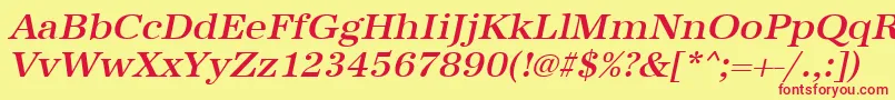 UrwantiquatmedwidOblique Font – Red Fonts on Yellow Background