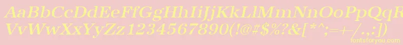 UrwantiquatmedwidOblique Font – Yellow Fonts on Pink Background