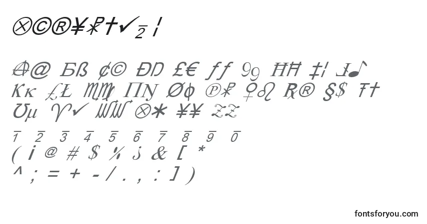 A fonte Xcryptv2i – alfabeto, números, caracteres especiais