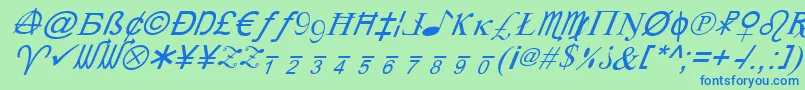 フォントXcryptv2i – 青い文字は緑の背景です。