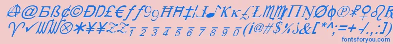 フォントXcryptv2i – ピンクの背景に青い文字