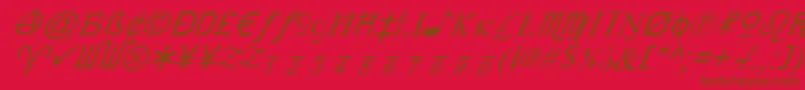 Xcryptv2i-Schriftart – Braune Schriften auf rotem Hintergrund