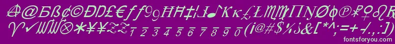 フォントXcryptv2i – 紫の背景に緑のフォント