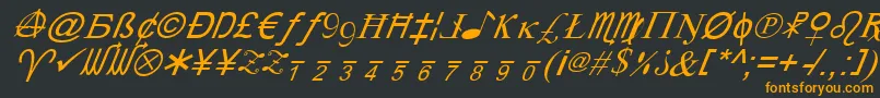 フォントXcryptv2i – 黒い背景にオレンジの文字